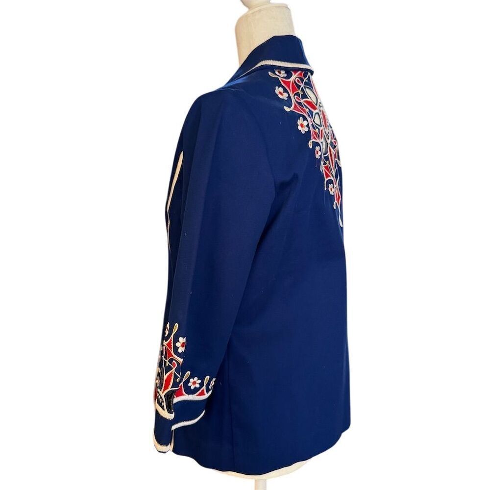 Bob Mackie Wearable Art Blue Embroidered Cutout Jacket Women's Size XS - Picture 10 of 15